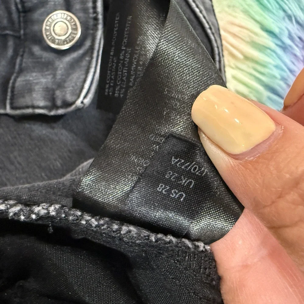 Free‎ People Skinny Jeans Womens 28 Black Distressed Button Fly High Rise
